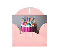 Happy Birthday Cake Print Blank Cards and Envelopes 5" x 6" for Wedding Birthday Invitations and All Occasions