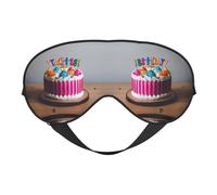 Happy Birthday Cake Print Sleep Mask, Soft Breathable Eye Cover for Travel, Shift Work & Meditation