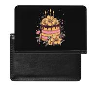 Happy Birthday Cake Printed Passport Holder Cover Leather Passport Wallet Slim Card Case for Travel