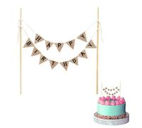 Happy Birthday Cake Topper,30cm wooden Cake Decoration Birthday Bunting Cake Topper for Cakes at Birthday Parties as a Reusable Decoration