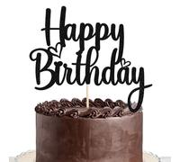 Happy Birthday Cake Topper, Black Versatile Cake Topper for Birthday Party Decoration Ideas, Perfect Keepsake for your family and friends