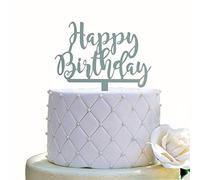 Happy Birthday Cake Topper for Birthday Party Decorations (Azury/Light Blue Acrylic)