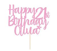 Happy Birthday Cake Topper Personalised Cake Topper Birthday Cake Decor 11 Colors Cake Toppers with Any Age Name 1st 10th 16th 18th 20th 21st 30th 40th 50th 60th 70th 80th(Baby Pink)