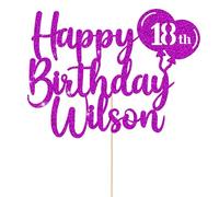 Happy Birthday Cake Topper Personalised Cake Topper Cake Decorations Cake Toppers Customised Name & Age for 18th 30th 40th 80th 60th 50th 70th 1st 21st 16th 90th 13th (Purple)
