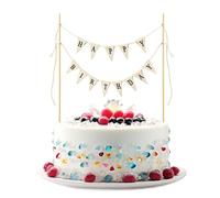 Happy Birthday Cake Topper Small Bunting Happy Birthday Cake Topper Banner Personalized Happy Birthday Topper for Cake Decoration Happy Birthday Sign for Cake Bunting Garland Wood Pole Birthday Party