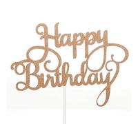 Happy Birthday Cake Toppers Glitter Calligraphy Bling Sparkle Decoration Any Age 1st 18th 21st 30th (Rose Gold)