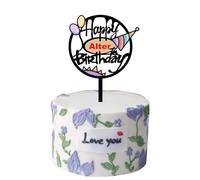 Happy Birthday Cake Toppers,Personalised Cake Decorations for Birthday Cake Toppers for Man Boys Women Girls Gold Black Theme Party Decor
