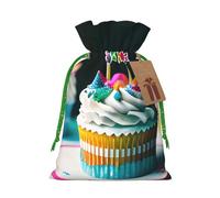 Happy Birthday Cakes Linen Drawstring Gift Bag Xmas Party Candy Bag Reusable Storage Pouches