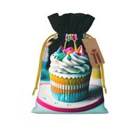 Happy Birthday Cakes Print Christmas Drawstring Bags Xmas Candy Bags Reusable Party Gifts Wrapping Bags