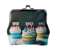 Happy Birthday Cakes print Coin Purse Small Change Purse Card Holder Coin Pouch Small Wallet for Women and Men, Black, One Size, Vintage