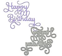 Happy Birthday Calligraphy Script Metal Cutting Die for Card Making - Elegant Swirl Birthday Sentiment Craft Die, Decorative Script Papercraft Scrapbooking Die - Die Size 8.2 cm x 6.2 cm
