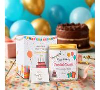 Happy Birthday Candle Gift for Friend, Birthday Gifts for Women Friends Bestie, Friendship Presents for Woman, 200g Soy Wax, Chocolate Cake Scented Candles with Greeting Card and a Gift Bag