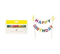 Happy Birthday Candle Letters Rainbow & Happy Birthday Cake Topper Bundle