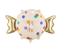 Happy Birthday Candy Foil Balloon PartyDeco 24 Inch - Mylar Helium Balloon for Candy Theme Birthday Party Decorations & Sweet Celebration Decor