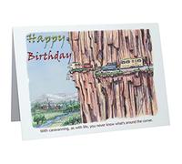 Happy Birthday Caravan Caravanning Humour Cartoon A5 Funny Blank Greeting Card by Armand Foster
