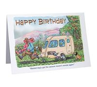 Happy Birthday Caravan Caravanning Humour Cartoon A5 Funny Blank Greeting Card by Armand Foster