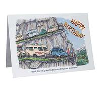 Happy Birthday Caravan Caravanning Humour Cartoon A5 Funny Blank Greeting Card by Armand Foster