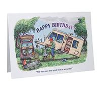 Happy Birthday Caravan Caravanning Humour Cartoon A5 Funny Blank Greeting Card by Armand Foster