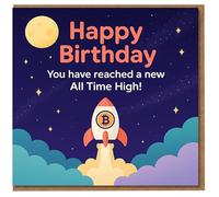 Happy Birthday Card - Bitcoin Rocket to the Moon - 'You Have Reached a New All Time High' - Funny Crypto Birthday Card for Bitcoin Lovers, Friends or Colleagues
