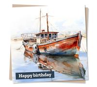 Happy Birthday Card - Boat Design - For Sea Lovers, Fisherman, Sailors - Made in UK