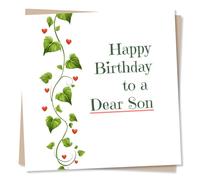 Happy Birthday Card For A Special Son - Flowers and Hearts, Loved One - Simple yet Sincere - For Child From Parents