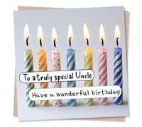 Happy Birthday Card for a Wonderful Uncle - Truly Special - Candles, Celebration, Cake - for a Relative, Loved One