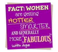 Happy Birthday Card for Fabulous Women - Girl Power - Hotter, Smarter, More Fabulous Women - Pink Birthday Card For Woman, Friend, Best Friend, Sister, Mom, Aunt