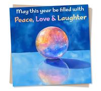 Happy Birthday Card For Friend, Loved One, Partner, Relative - May This Year Be Filled With Peace, Love and Laughter - Quirky and Playful Card - Crystal Ball Design