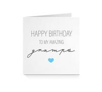 Happy Birthday Card for Gramps - Amazing Blue Heart For Him Grandad Grandpa