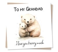 Happy Birthday Card for Grandad - Cute Polar Bear for Grandpa - I Love You Beary Much - from Grandson, Granddaughter - Made in UK