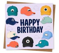 Happy Birthday Card for Hat Lover, Colourful Baseball Cap Design Birthday Greeting