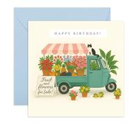 Happy Birthday Card for Her Him - Flower & Fruit Market - Gifts for Gardeners, Farmers, Store Owners, Mum, Friends, Her - Comes with Cute Stickers
