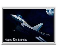 Happy Birthday Card for him - Men Boys all Ages Keepsake - Typhoon Jet Aircraft (12th Birthday Card)