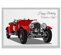 Happy Birthday card for men - Premium quality - Perfect for Boyfriend Dad Husband - Grandson Nephew - Uncle Brother Grandad Friend - Modern Vector Art design for him - Unique classic Bentley car