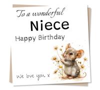 Happy Birthday Card for Niece - Beautiful Mouse Design - We Love You