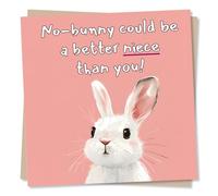 Happy Birthday Card for Niece - No-Bunny Could be a Better Niece than You - Beautiful Rabbit with Pink Background - from Aunty or Uncle