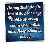 Happy Birthday Card For Niece - Starry Night - Happy Birthday To The Little Star Who Lights Up Every Room She Walks Into. Keep Shining - For Relative