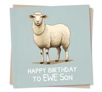Happy Birthday Card for Son - Happy Birthday to Ewe - Funny Sheep Card for Son From Mum, Dad, Parents - Made in UK