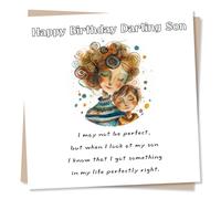 Happy Birthday Card for Son - Perfect to Me - Hugging Mother and Boy - for Him
