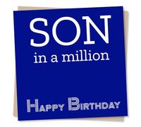 Happy Birthday Card For Son - Son in A Million - Beautiful Dark Blue Design - For Son, Special Son, Friend, From Mum to Son, From Dad to Son