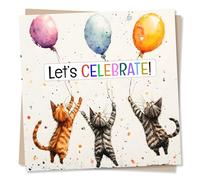 Happy Birthday Card For Special Someone - Cat Lover, Animal Lover, Balloons, Party Time - For a Friend, Best Friend, Loved One, Parent, Colleague, Partner