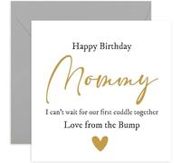 Happy Birthday Card from Bump - First Bday as a Mommy To Be Cards - Cute Keepsake Gift to Celebrate Pregnancy - From Husband, Daddy To Be - Heartfelt Sentimental Design for Her