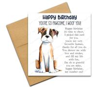 Happy Birthday Card from the Dog for Mum or Dad, You're So Pawsome I Woof You, Dog Lover Card with Poem Verse, Cartoon Doodle Boxer