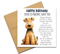 Happy Birthday Card from the Dog for Mum or Dad, You're So Pawsome I Woof You, Dog Lover Card with Poem Verse, Cartoon Doodle Airedale Terrier