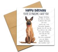 Happy Birthday Card from the Dog for Mum or Dad, You're So Pawsome I Woof You, Dog Lover Card with Poem Verse, Cartoon Doodle Belgian Malinois