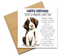 Happy Birthday Card from the Dog for Mum or Dad, You're So Pawsome I Woof You, Dog Lover Card with Poem Verse, Cartoon Doodle Sprocker Spaniel