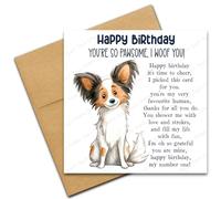 Happy Birthday Card from the Dog for Mum or Dad, You're So Pawsome I Woof You, Dog Lover Card with Poem Verse, Cartoon Doodle Papillon
