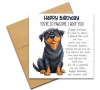 Happy Birthday Card from the Dog for Mum or Dad, You're So Pawsome I Woof You, Dog Lover Card with Poem Verse, Cartoon Doodle Rottweiler