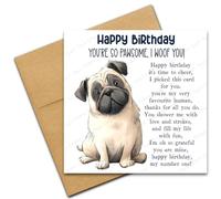 Happy Birthday Card from the Dog for Mum or Dad, You're So Pawsome I Woof You, Dog Lover Card with Poem Verse, Cartoon Doodle Pug