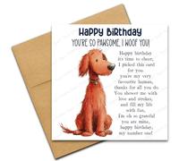 Happy Birthday Card from the Dog for Mum or Dad, You're So Pawsome I Woof You, Dog Lover Card with Poem Verse, Cartoon Doodle Red Setter